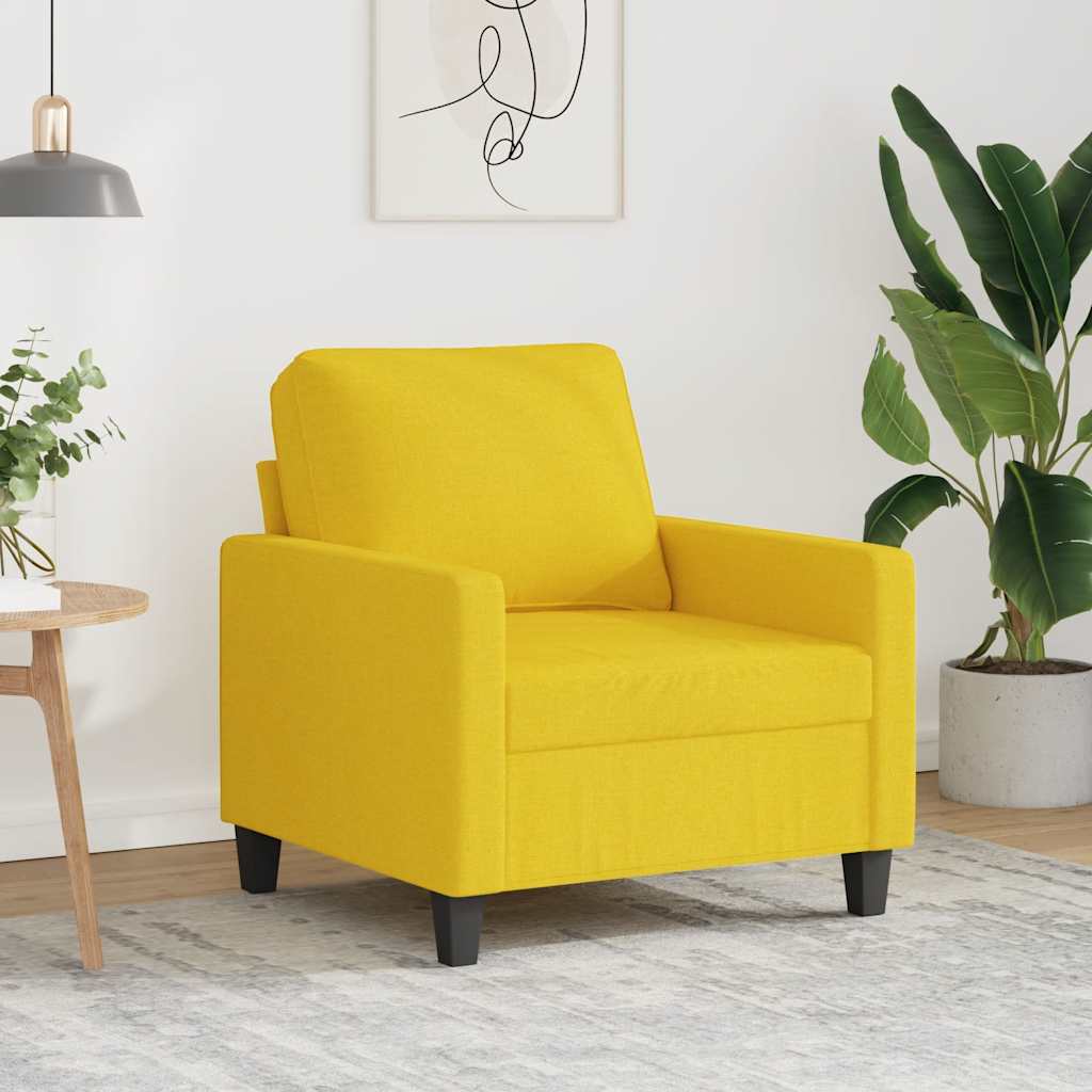 vidaXL Fotel, jasnożółty, 60 cm, obity tkaniną