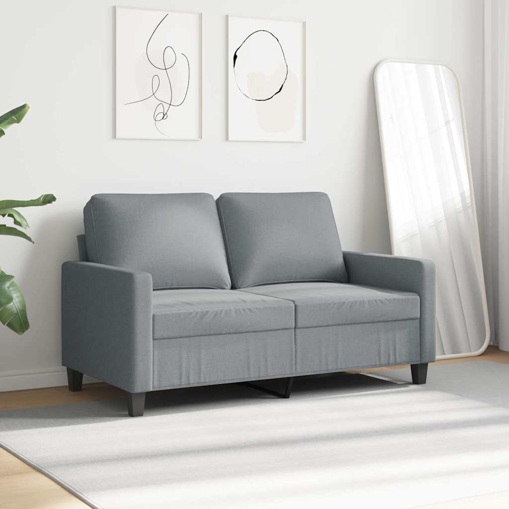 vidaXL Sofa 2-osobowa, jasnoszara, 120 cm, tapicerowana tkaniną