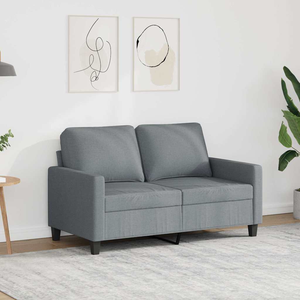 vidaXL Sofa 2-osobowa, jasnoszara, 120 cm, tapicerowana tkaniną