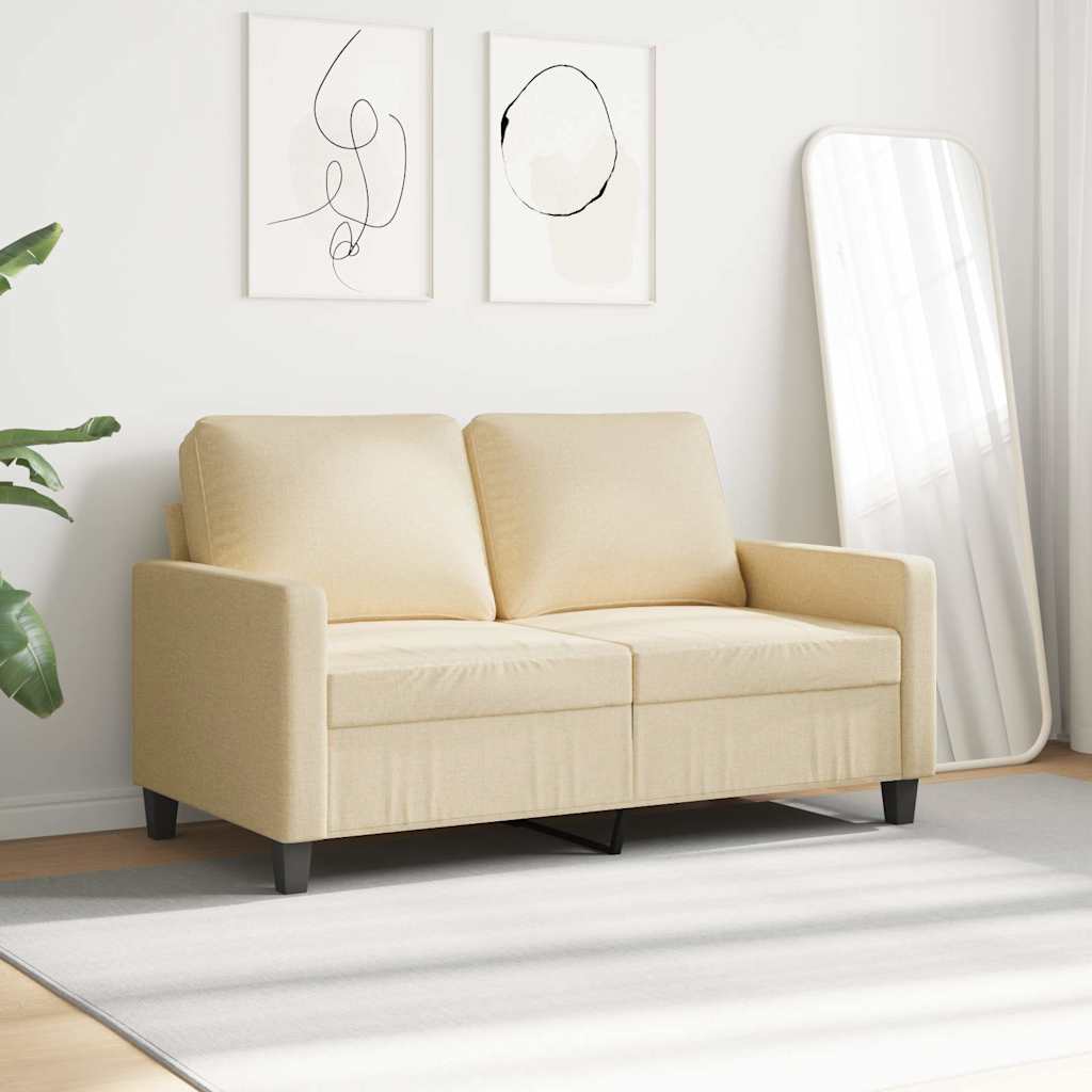 vidaXL 2-osobowa sofa, kremowa, 120 cm, tapicerowana tkaniną