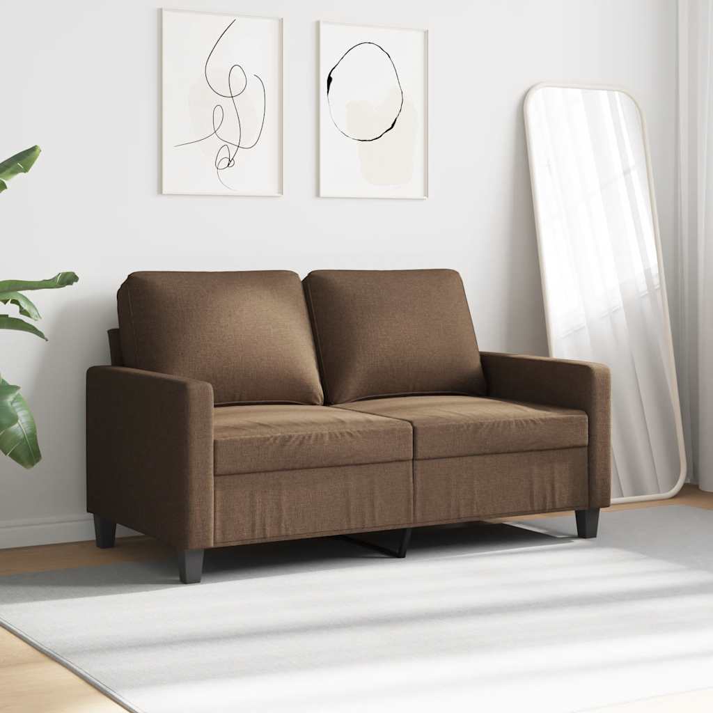 vidaXL Sofa 2-osobowa, brązowa, 120 cm, tapicerowana tkaniną