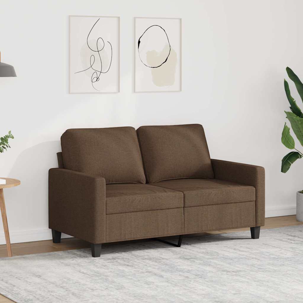 vidaXL Sofa 2-osobowa, brązowa, 120 cm, tapicerowana tkaniną