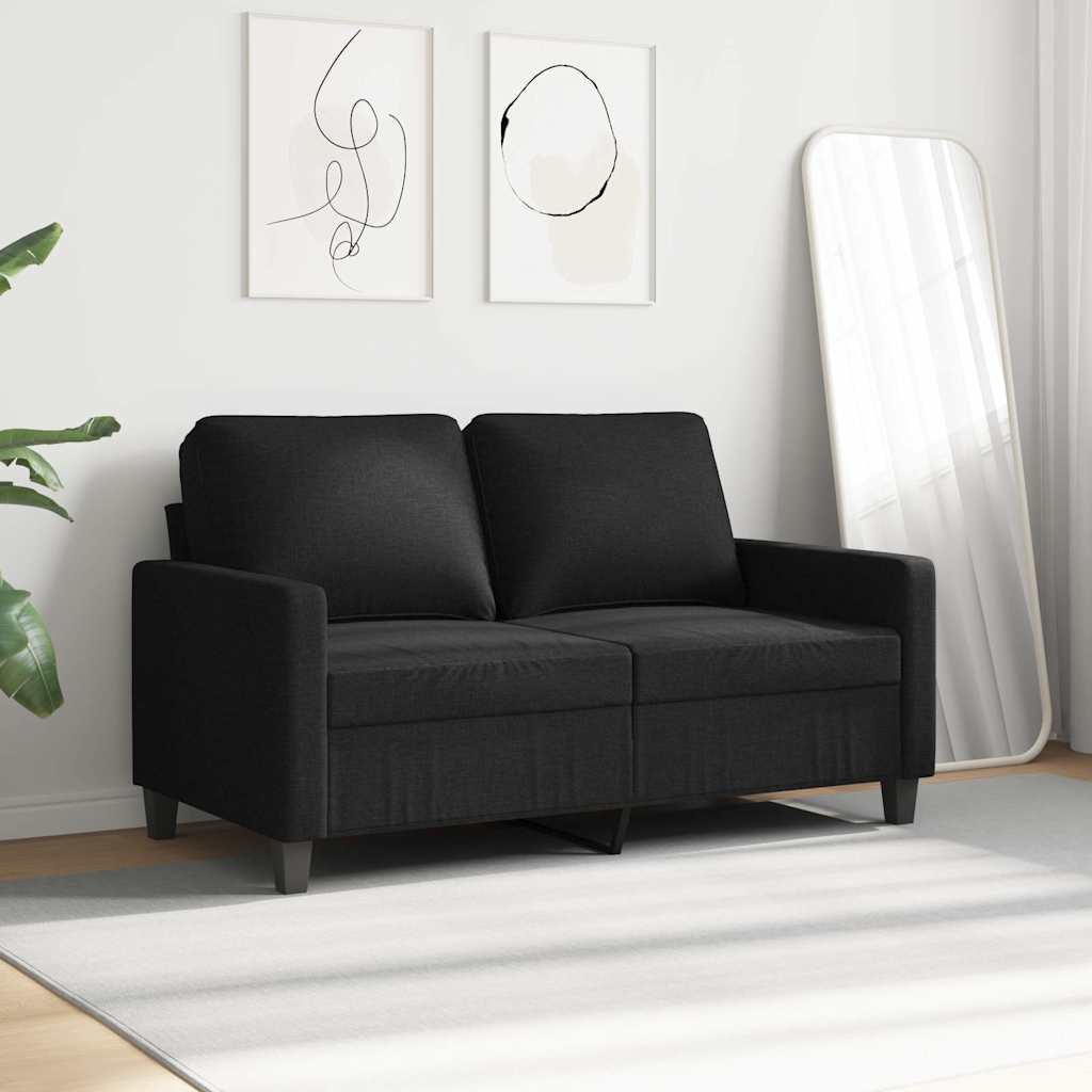 vidaXL Sofa 2-osobowa, czarna, 120 cm, tapicerowana tkaniną