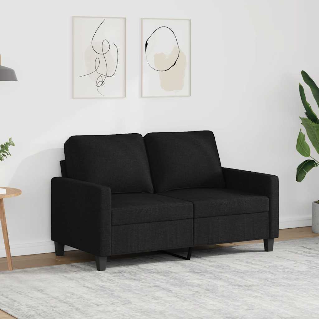 vidaXL Sofa 2-osobowa, czarna, 120 cm, tapicerowana tkaniną
