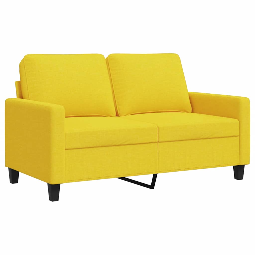 vidaXL Sofa 2-osobowa, jasnożółta, 120 cm, tapicerowana tkaniną