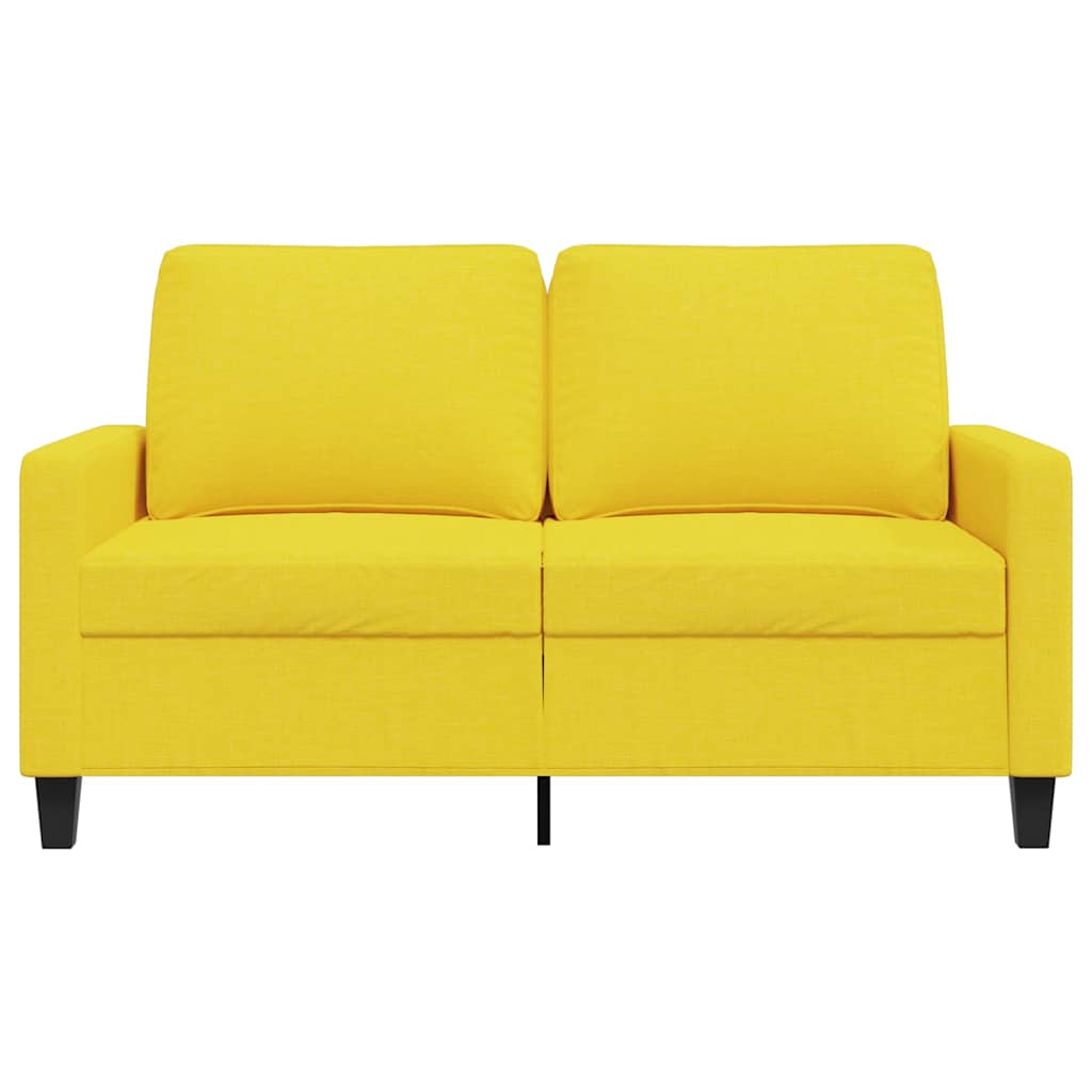 vidaXL Sofa 2-osobowa, jasnożółta, 120 cm, tapicerowana tkaniną