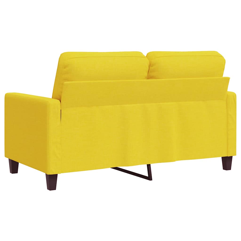 vidaXL Sofa 2-osobowa, jasnożółta, 120 cm, tapicerowana tkaniną
