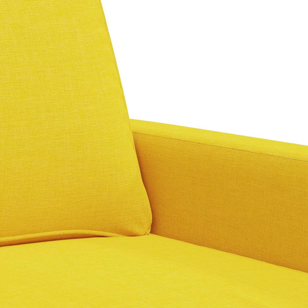 vidaXL Sofa 2-osobowa, jasnożółta, 120 cm, tapicerowana tkaniną