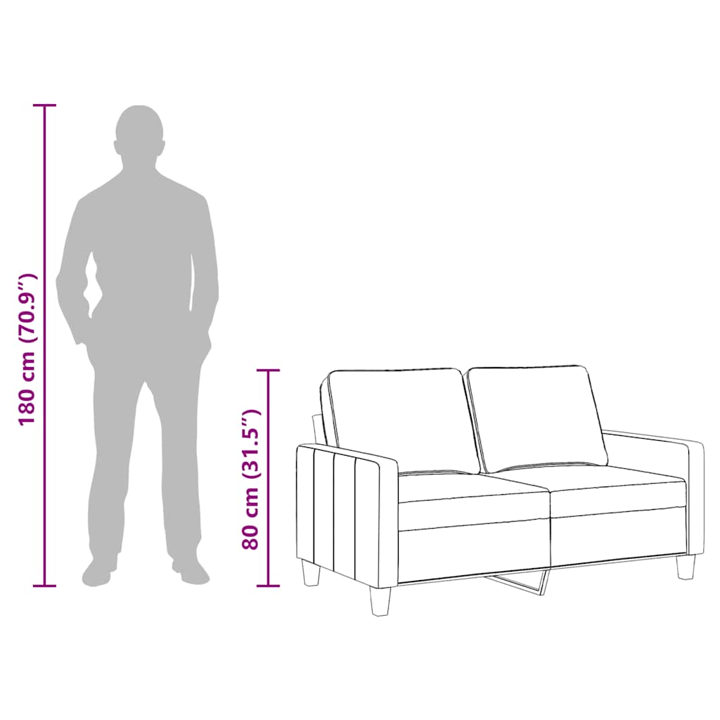 vidaXL Sofa 2-osobowa, jasnożółta, 120 cm, tapicerowana tkaniną