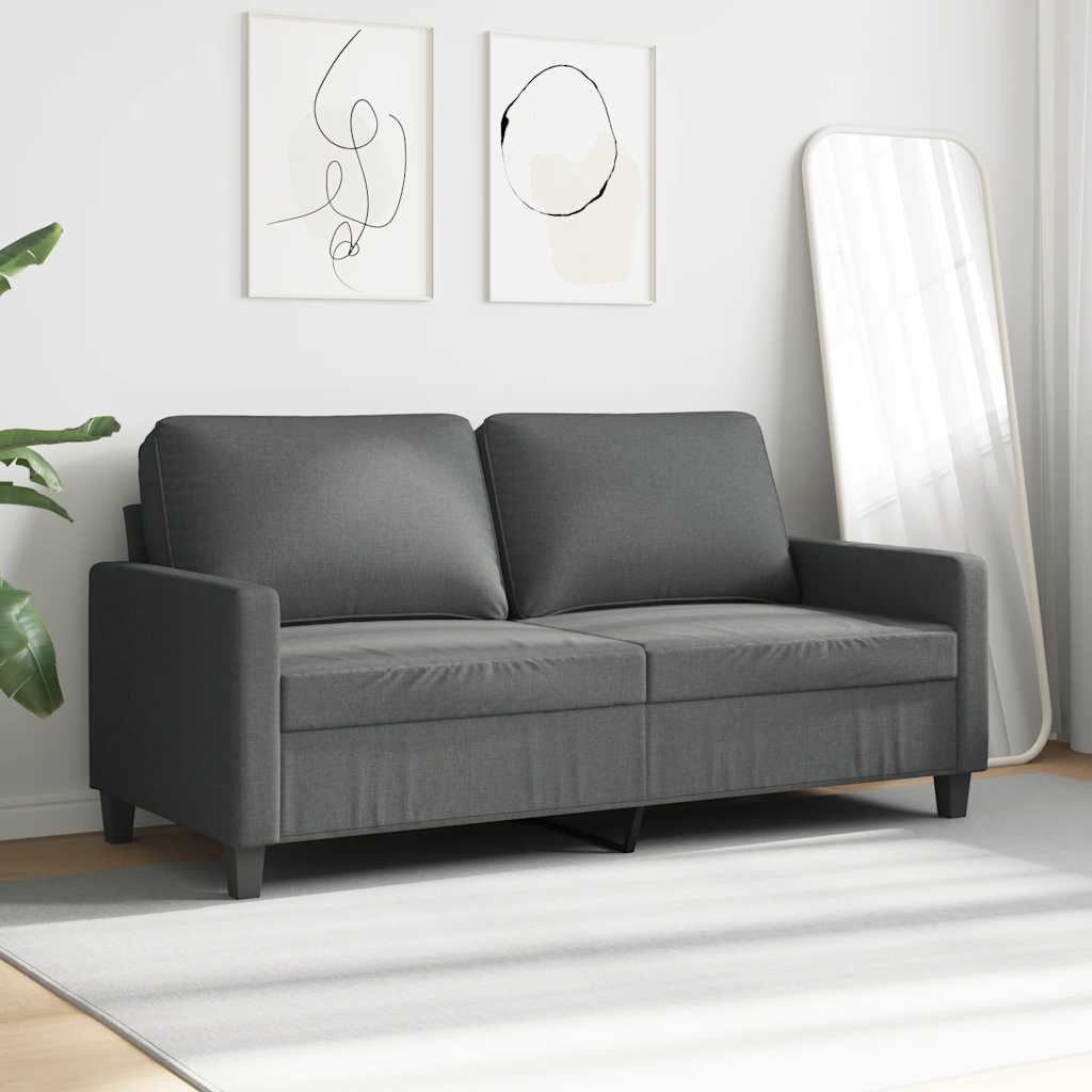 vidaXL Sofa 2-osobowa, ciemnoszara, 140 cm, tapicerowana tkaniną