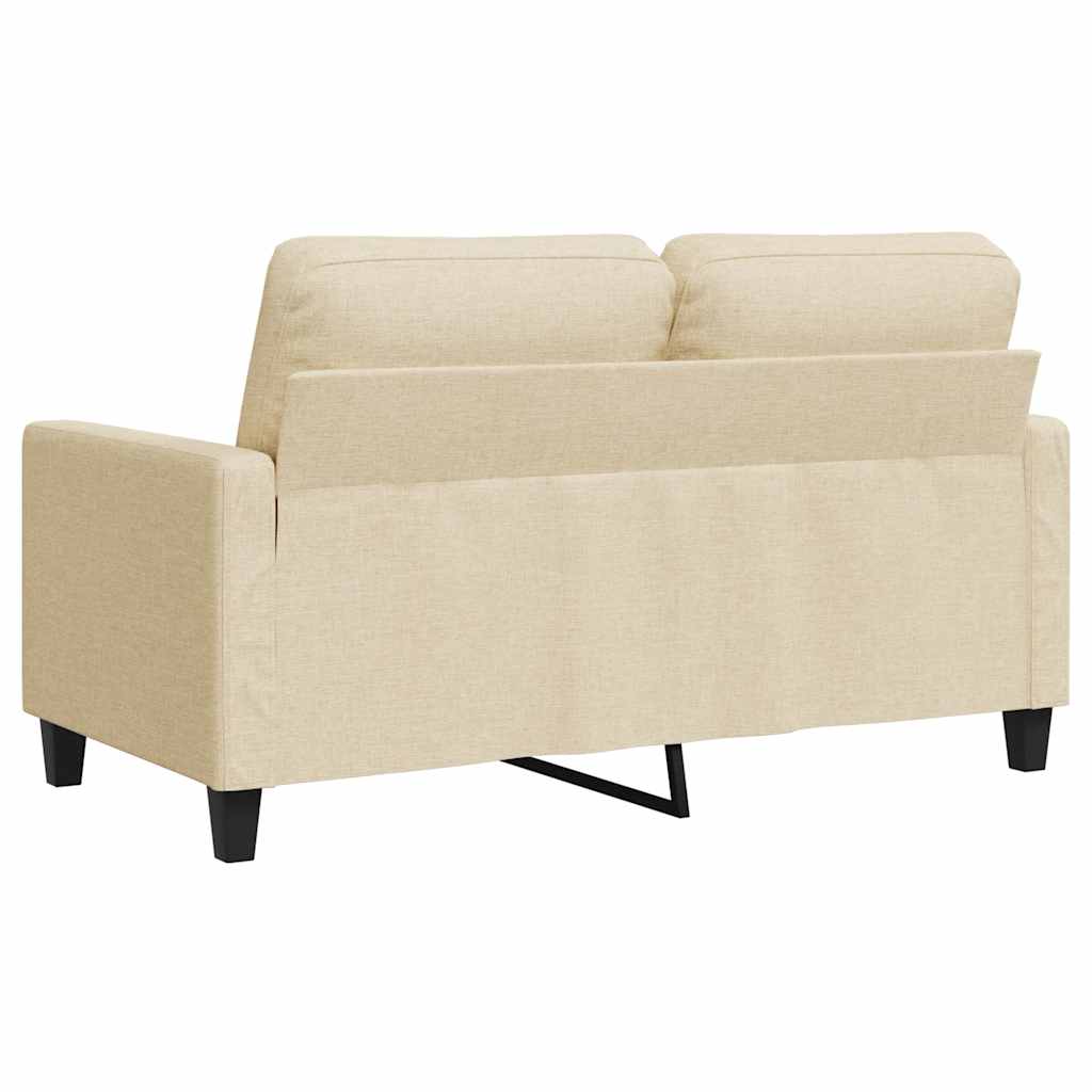 vidaXL 2-osobowa sofa, kremowa, 140 cm, tapicerowana tkaniną