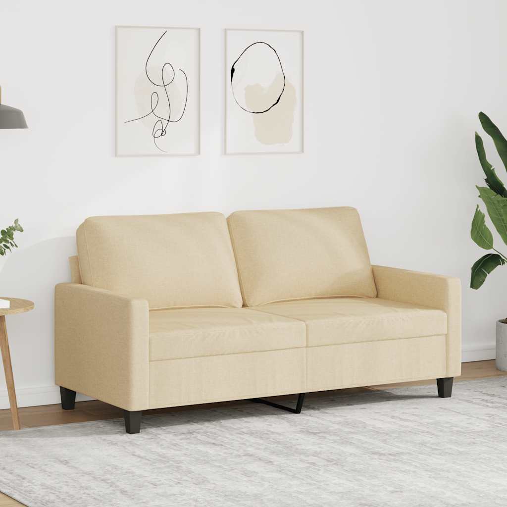 vidaXL 2-osobowa sofa, kremowa, 140 cm, tapicerowana tkaniną