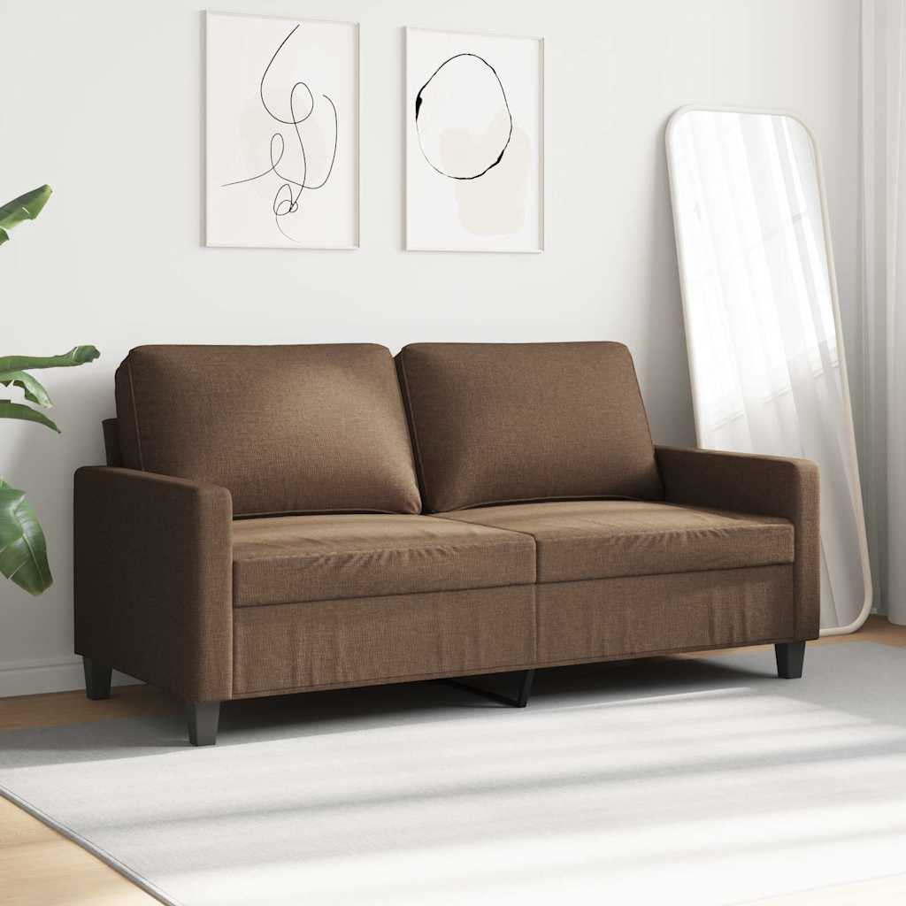 vidaXL Sofa 2-osobowa, brązowa, 140 cm, tapicerowana tkaniną