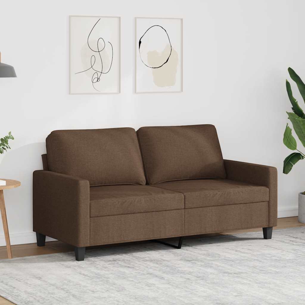 vidaXL Sofa 2-osobowa, brązowa, 140 cm, tapicerowana tkaniną