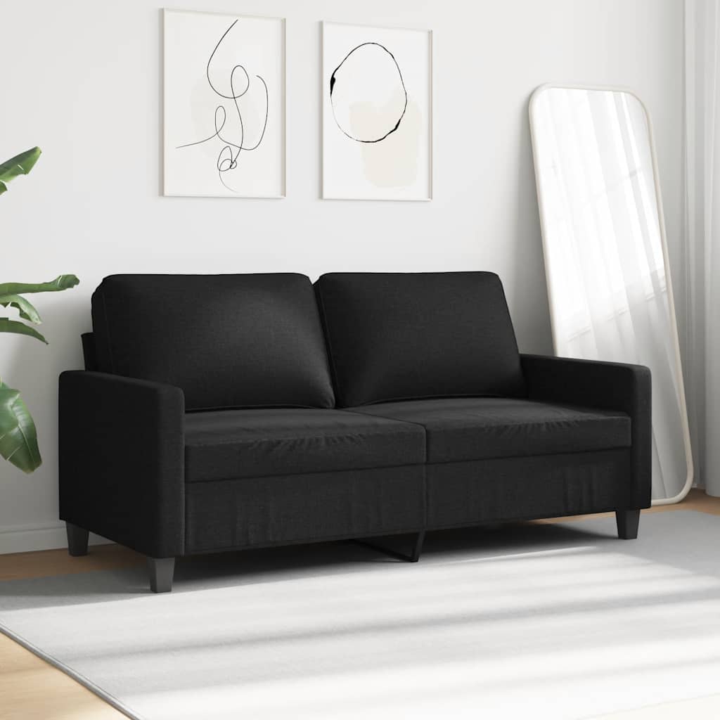vidaXL Sofa 2-osobowa, czarna, 140 cm, tapicerowana tkaniną