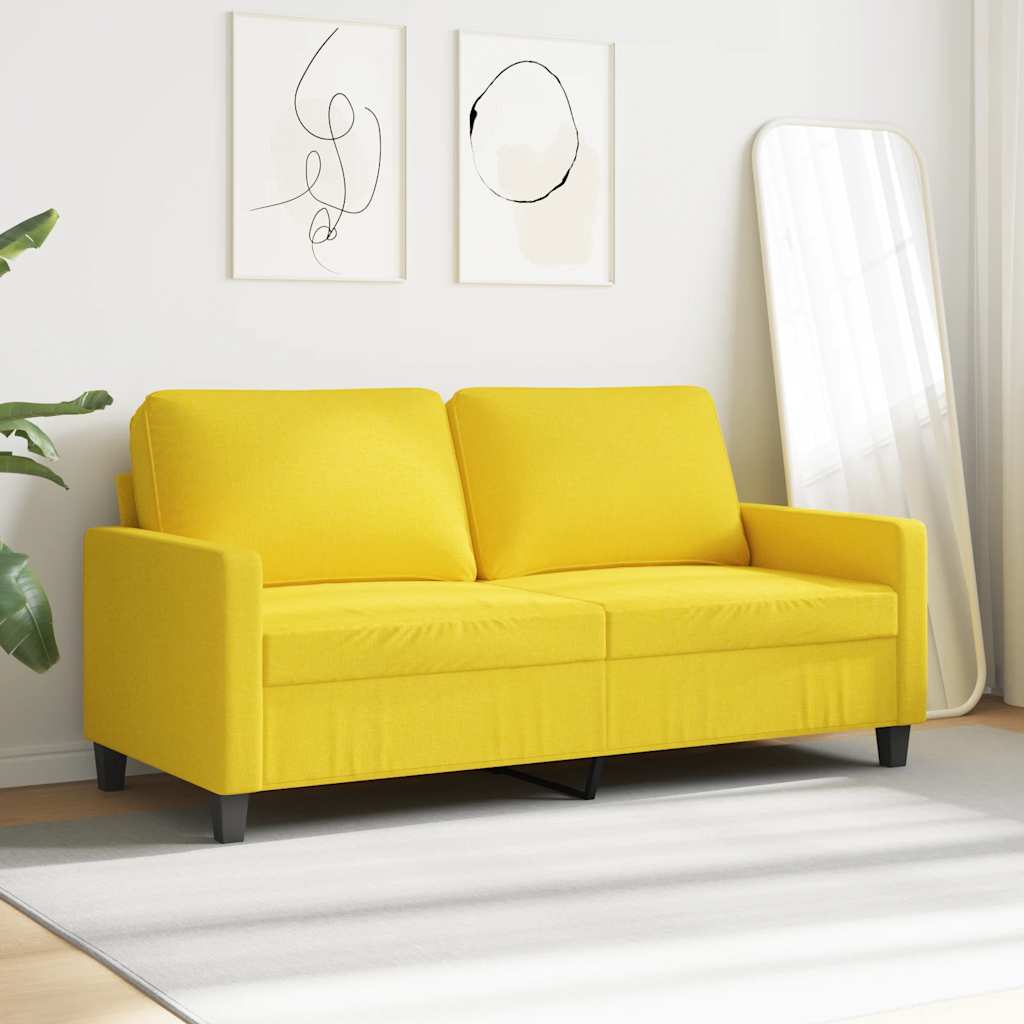 vidaXL Sofa 2-osobowa, jasnożółta, 140 cm, tapicerowana tkaniną