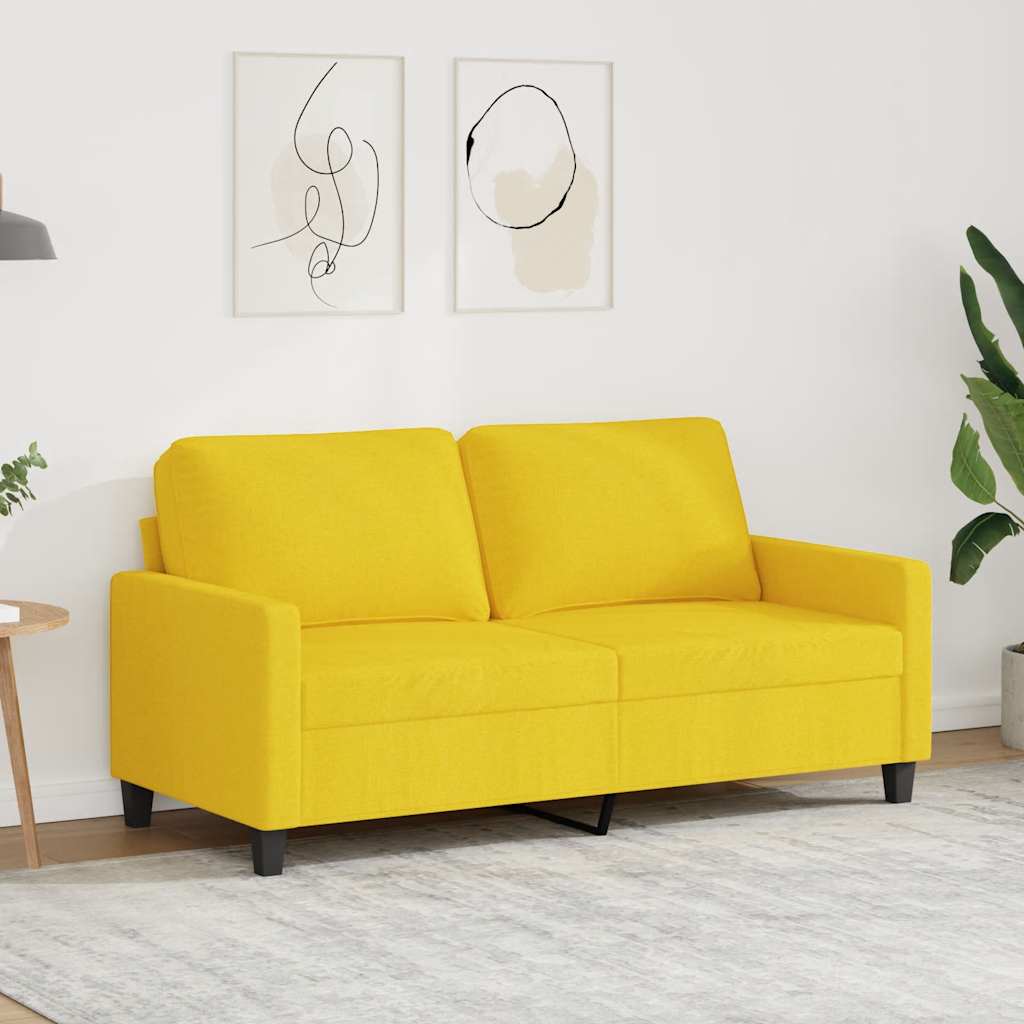 vidaXL Sofa 2-osobowa, jasnożółta, 140 cm, tapicerowana tkaniną