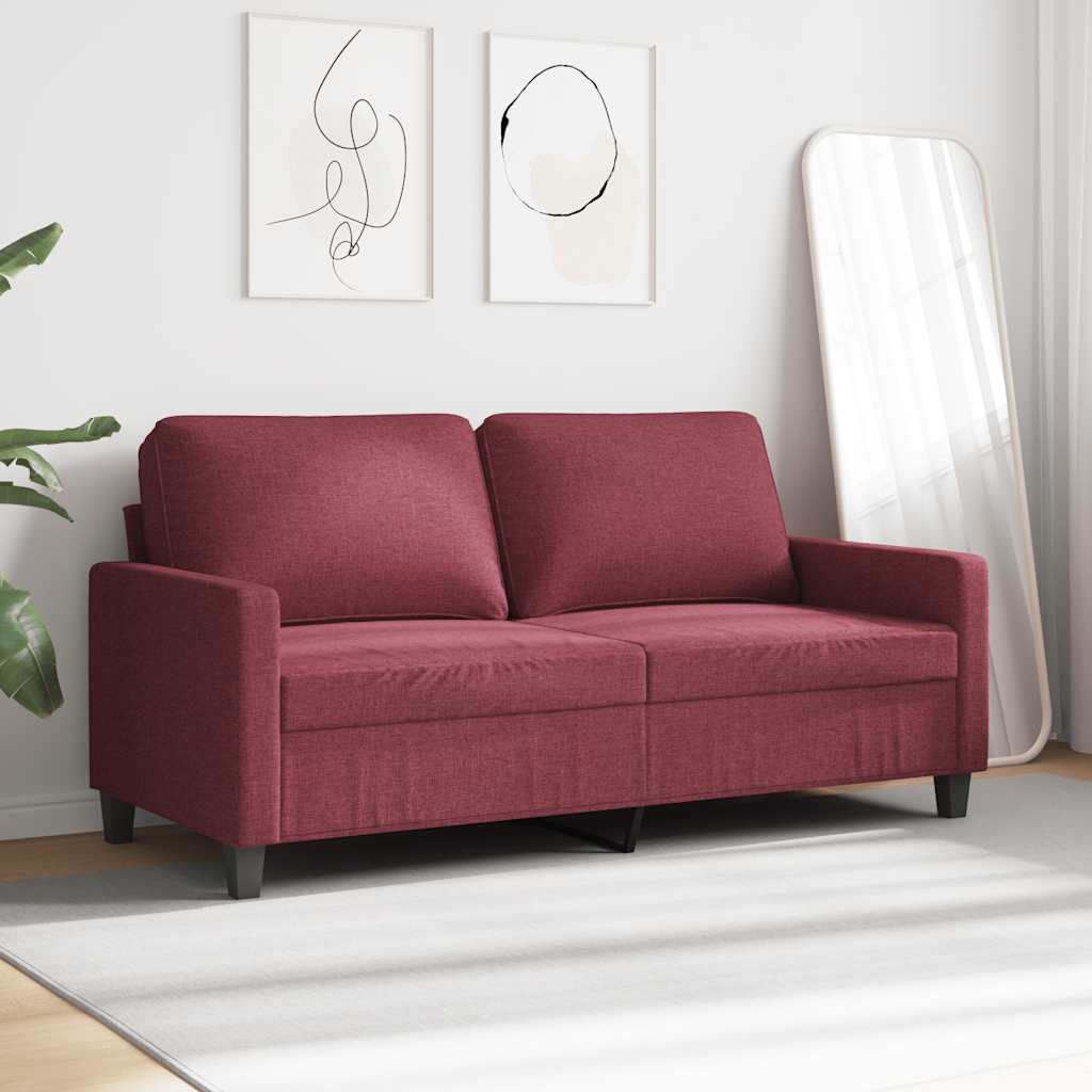 vidaXL Sofa 2-osobowa, winna czerwień, 140 cm, tapicerowana tkaniną