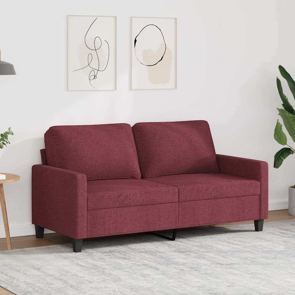 vidaXL Sofa 2-osobowa, winna czerwień, 140 cm, tapicerowana tkaniną