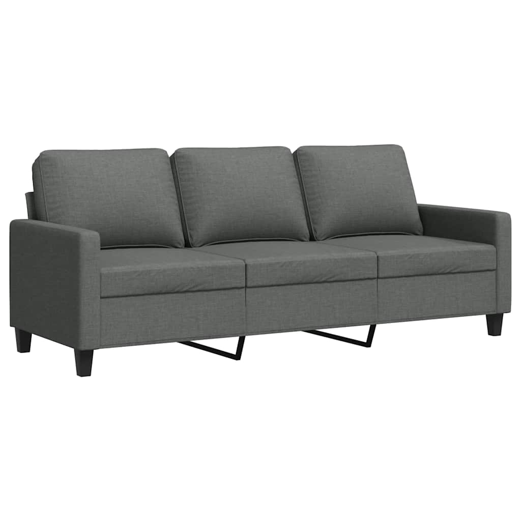 vidaXL Sofa 3-osobowa, ciemnoszara, 180 cm, tapicerowana tkaniną