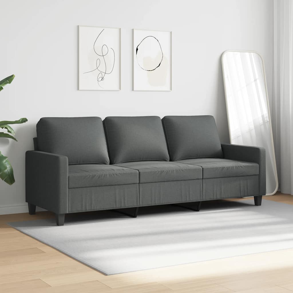 vidaXL Sofa 3-osobowa, ciemnoszara, 180 cm, tapicerowana tkaniną