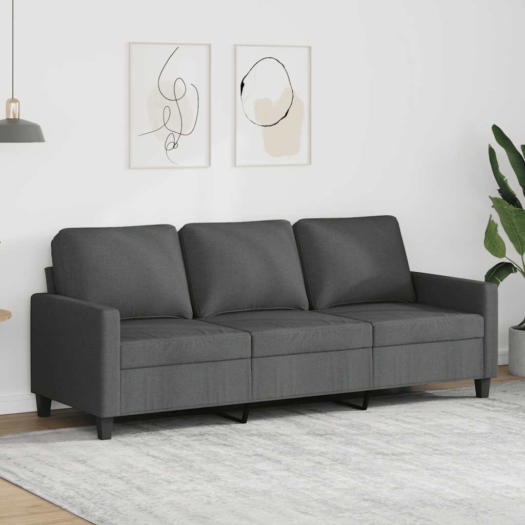 vidaXL Sofa 3-osobowa, ciemnoszara, 180 cm, tapicerowana tkaniną