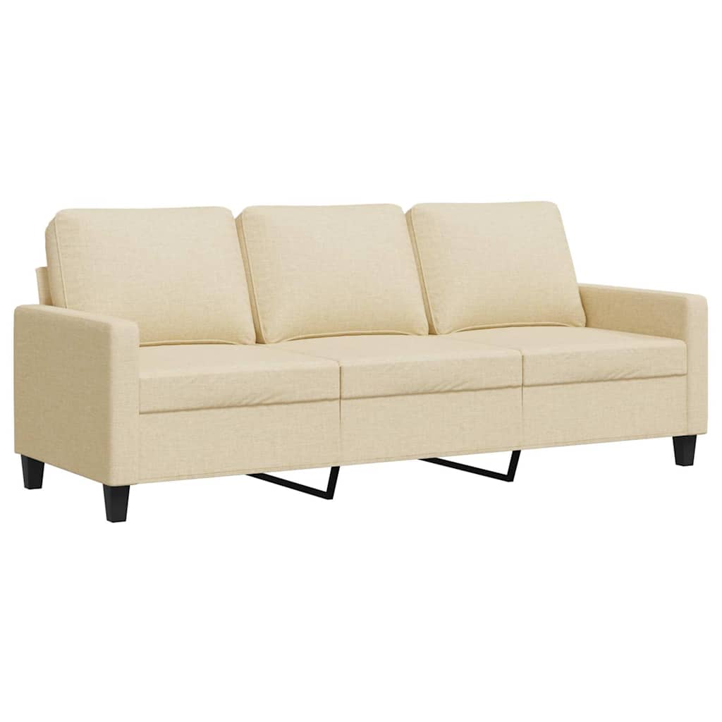 vidaXL 3-osobowa sofa, kremowa, 180 cm, tapicerowana tkaniną