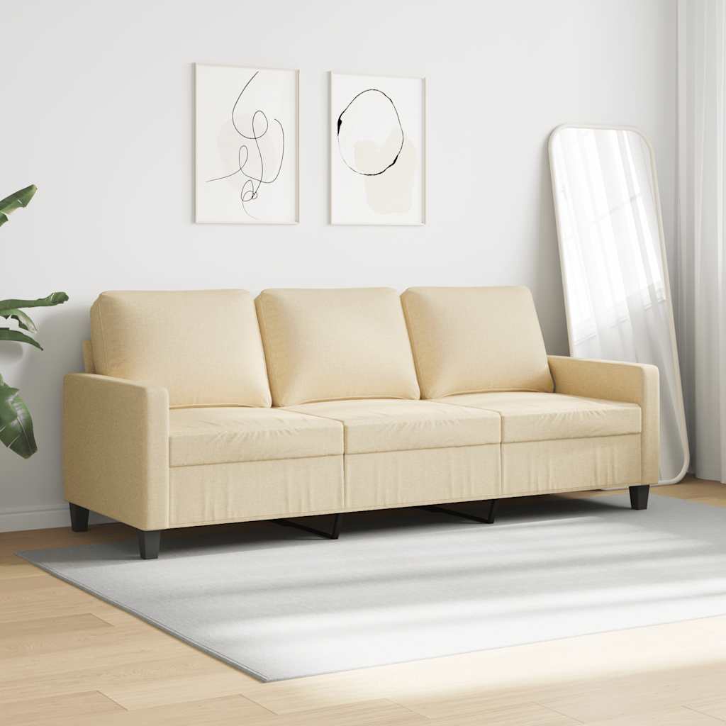 vidaXL 3-osobowa sofa, kremowa, 180 cm, tapicerowana tkaniną