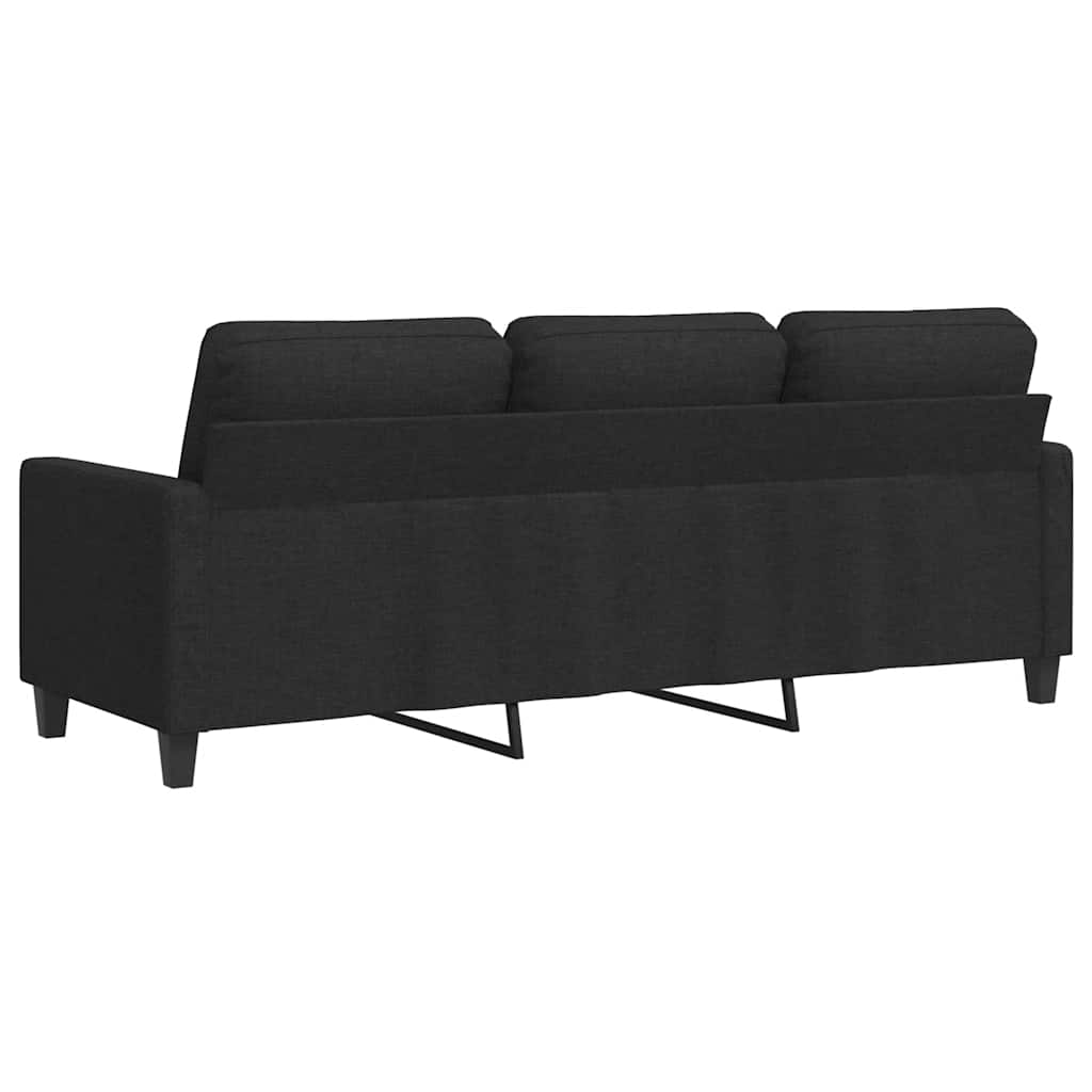 vidaXL Sofa 3-osobowa, czarna, 180 cm, tapicerowana tkaniną