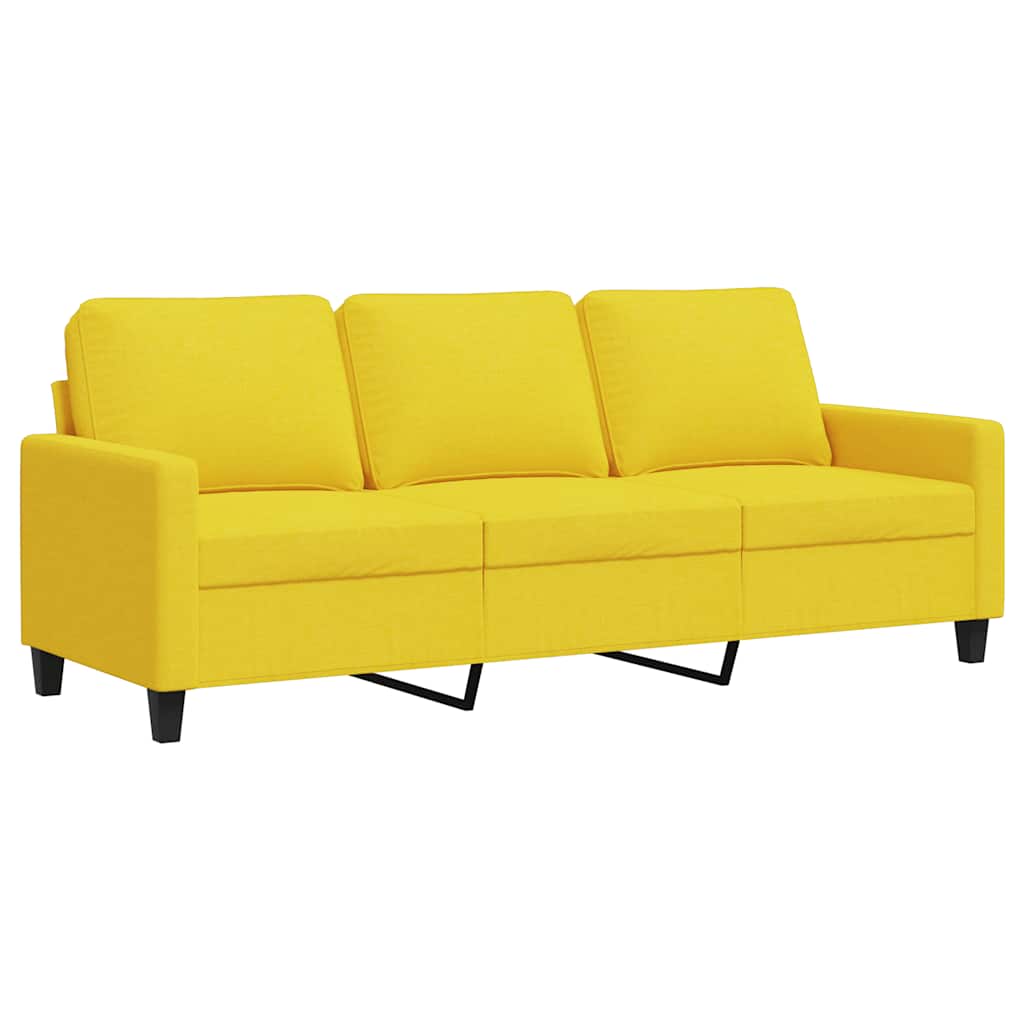 vidaXL Sofa 3-osobowa, jasnożółta, 180 cm, tapicerowana tkaniną