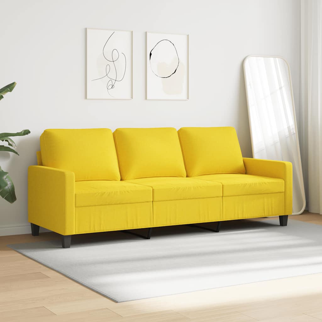 vidaXL Sofa 3-osobowa, jasnożółta, 180 cm, tapicerowana tkaniną