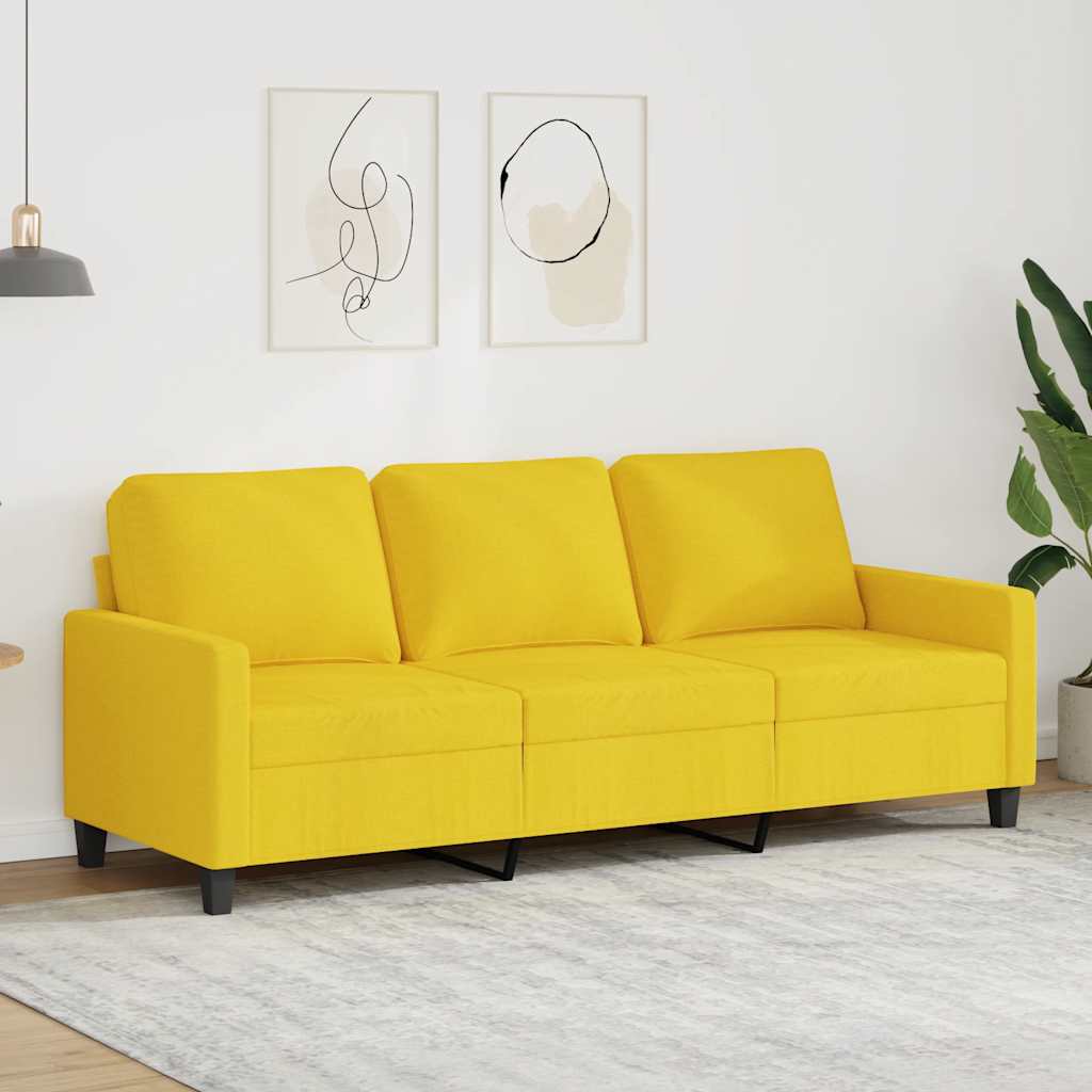 vidaXL Sofa 3-osobowa, jasnożółta, 180 cm, tapicerowana tkaniną