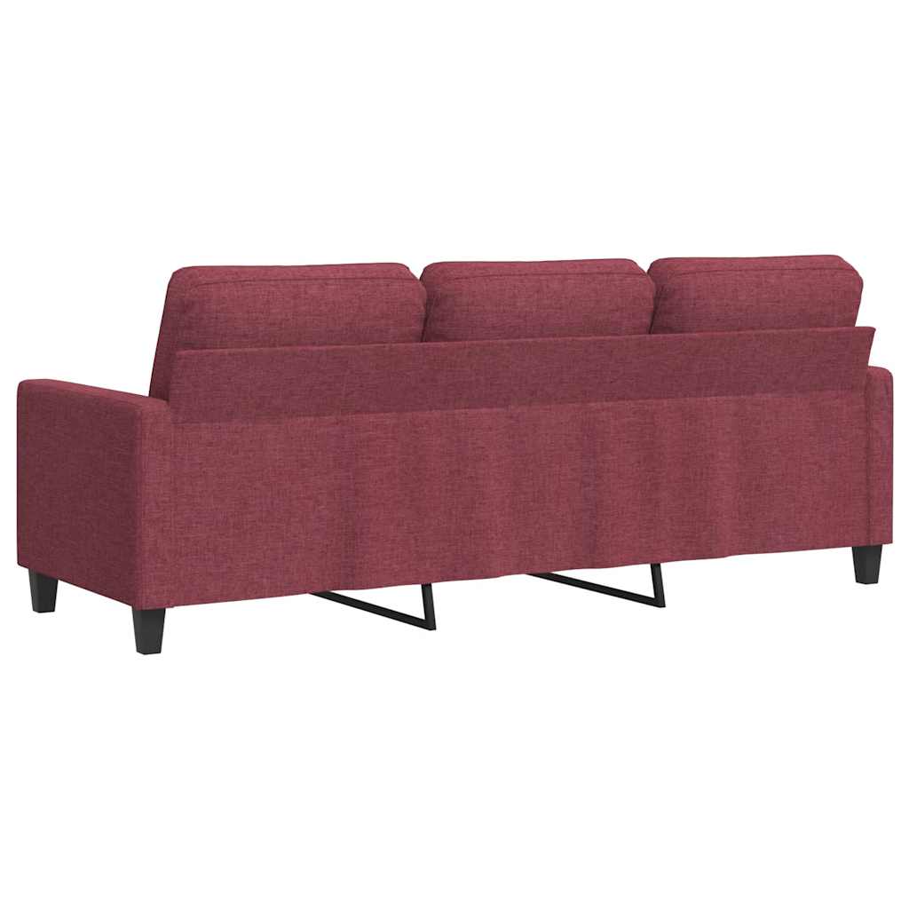 vidaXL Sofa 3-osobowa, winna czerwień, 180 cm,tapicerowana tkaniną