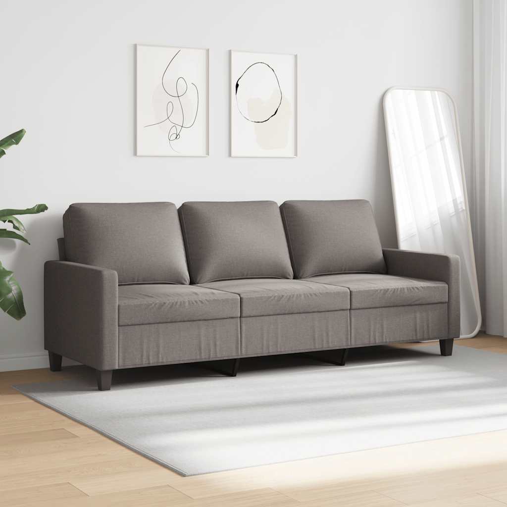 vidaXL Sofa 3-osobowa, kolor taupe, 180 cm, tapicerowana tkaniną