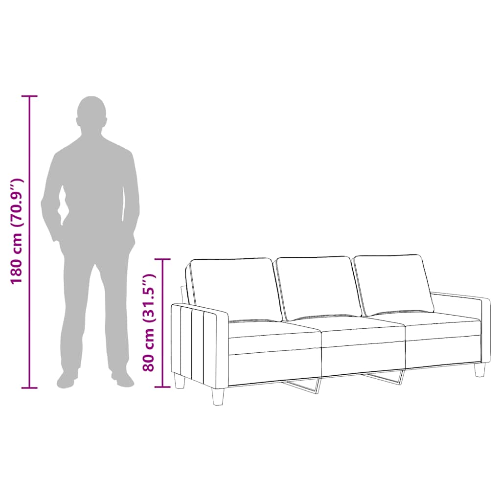 vidaXL Sofa 3-osobowa, kolor taupe, 180 cm, tapicerowana tkaniną