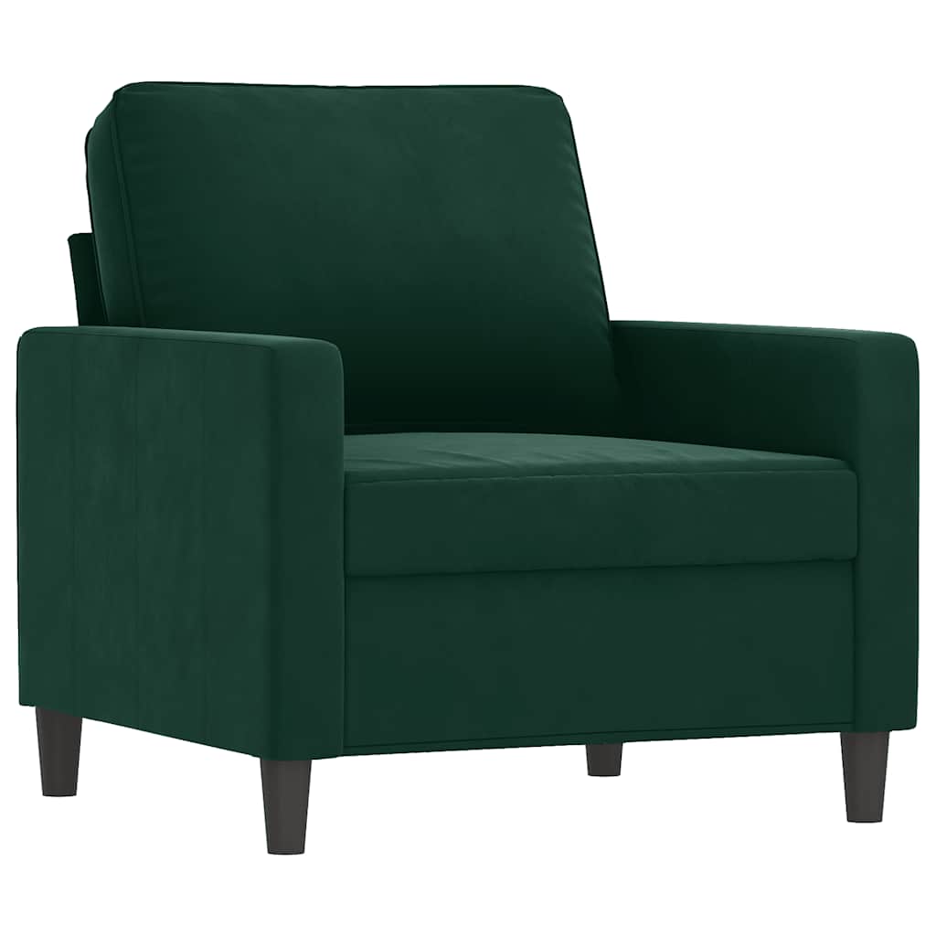 vidaXL Fotel, ciemnozielony, 60 cm, obity aksamitem