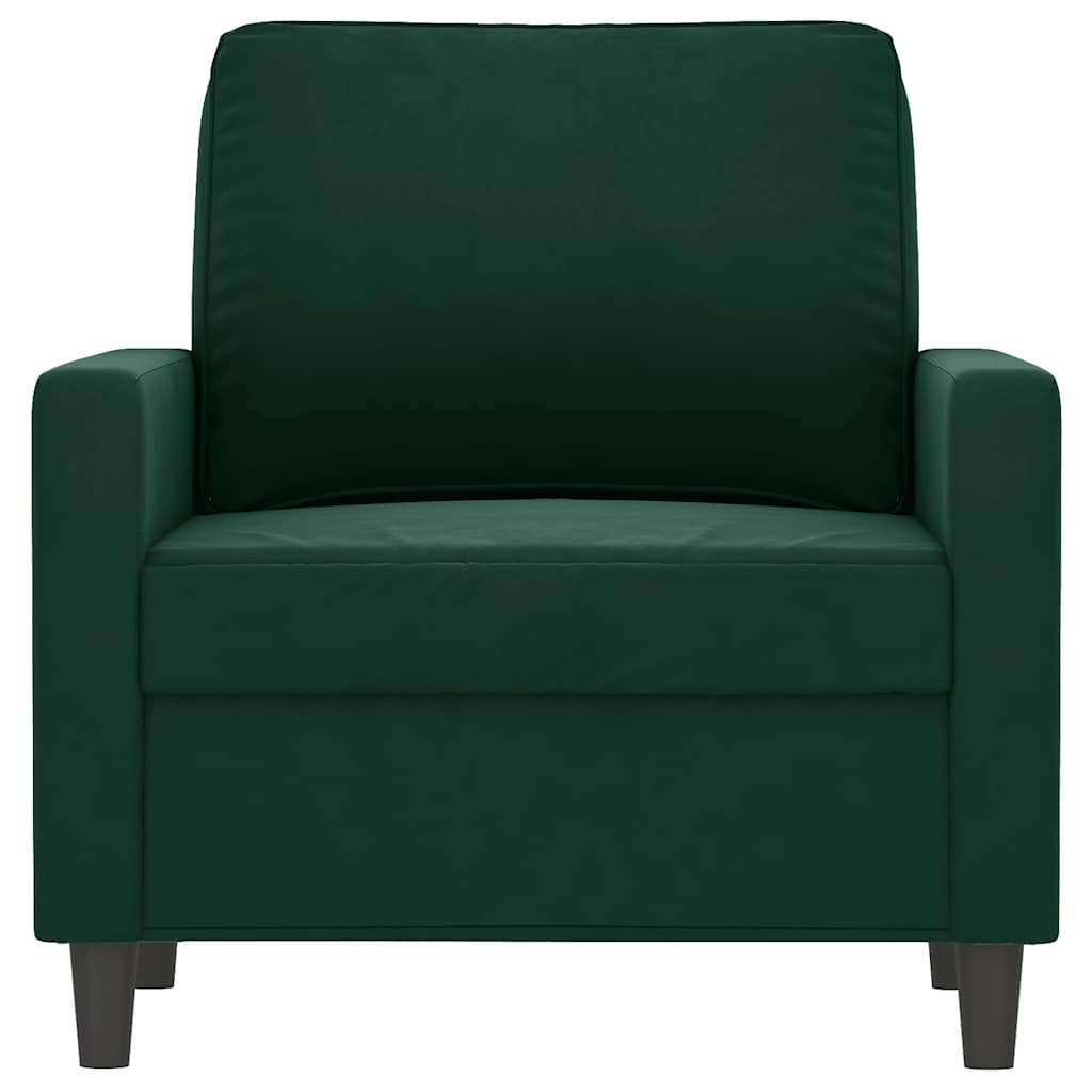 vidaXL Fotel, ciemnozielony, 60 cm, obity aksamitem