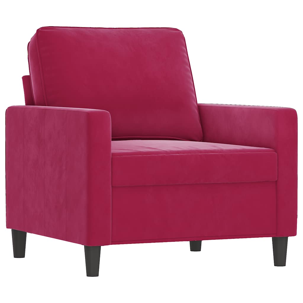 vidaXL Fotel, winna czerwień, 60 cm, obity aksamitem