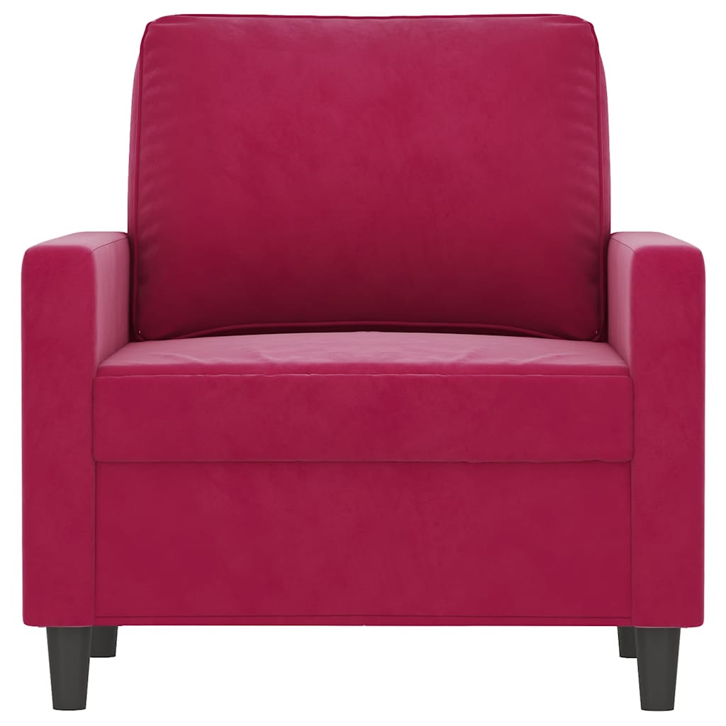 vidaXL Fotel, winna czerwień, 60 cm, obity aksamitem