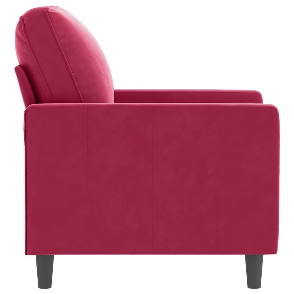 vidaXL Fotel, winna czerwień, 60 cm, obity aksamitem