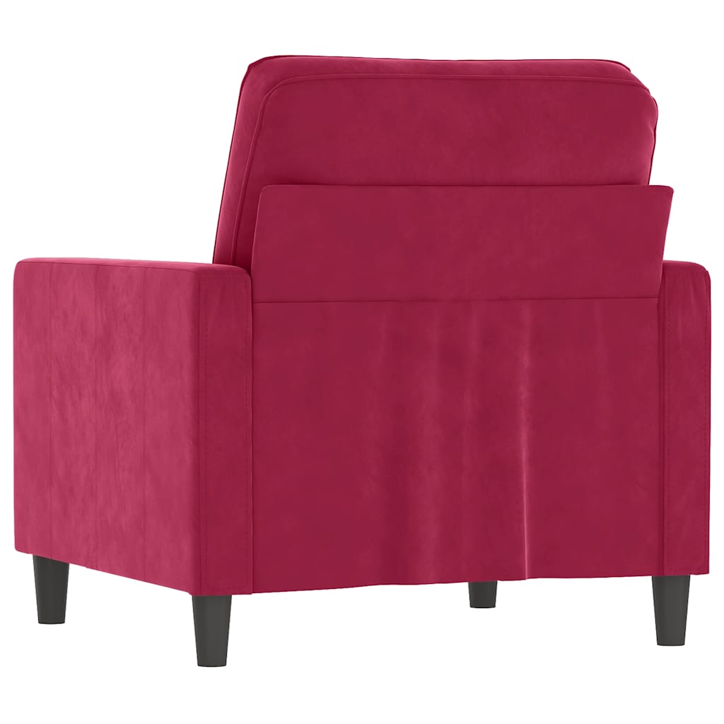 vidaXL Fotel, winna czerwień, 60 cm, obity aksamitem