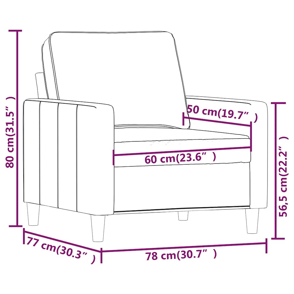 vidaXL Fotel, winna czerwień, 60 cm, obity aksamitem