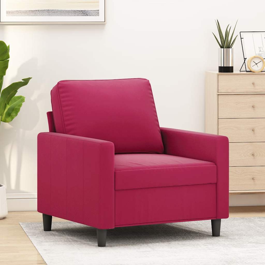 vidaXL Fotel, winna czerwień, 60 cm, obity aksamitem