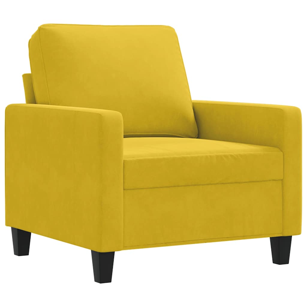 vidaXL Fotel, żółty, 60 cm, obity aksamitem