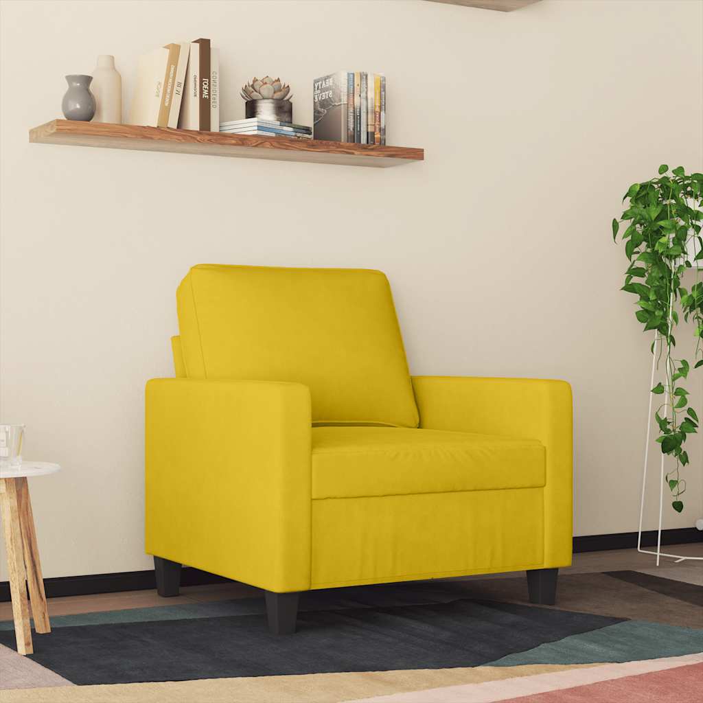 vidaXL Fotel, żółty, 60 cm, obity aksamitem