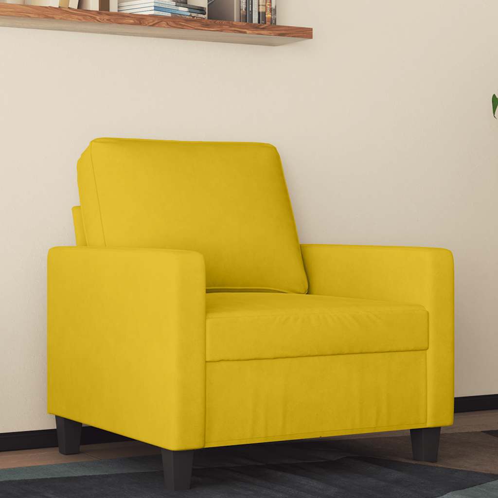 vidaXL Fotel, żółty, 60 cm, obity aksamitem