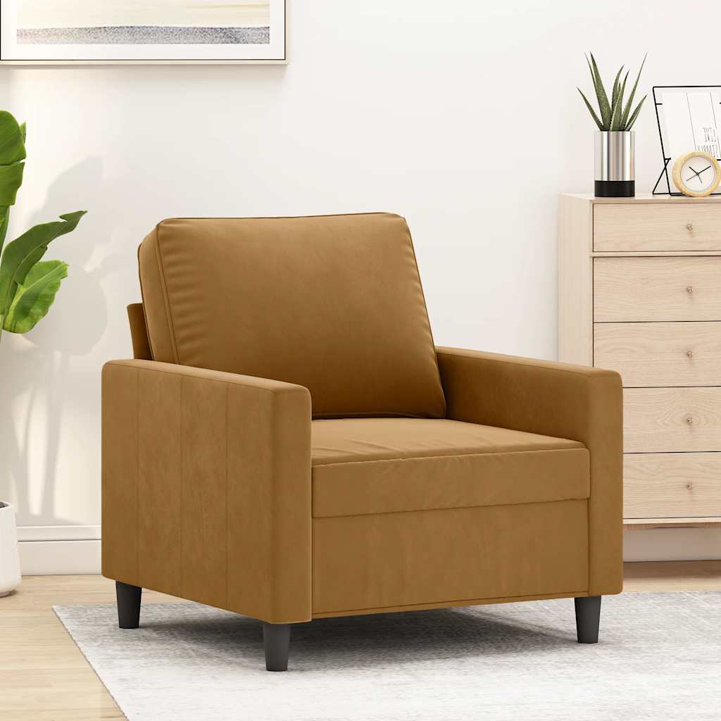 vidaXL Fotel, brązowy, 60 cm, obity aksamitem