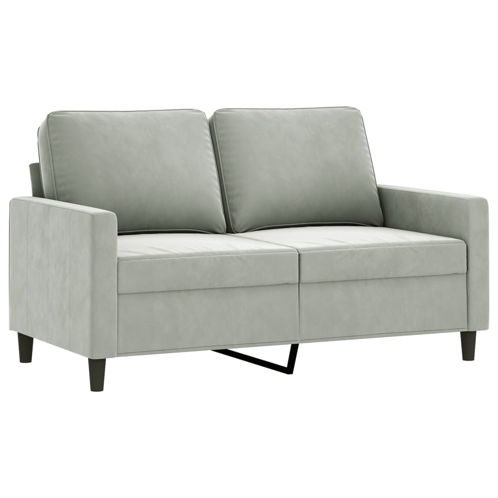 vidaXL Sofa 2-osobowa, jasnoszara, 120 cm, tapicerowana aksamitem