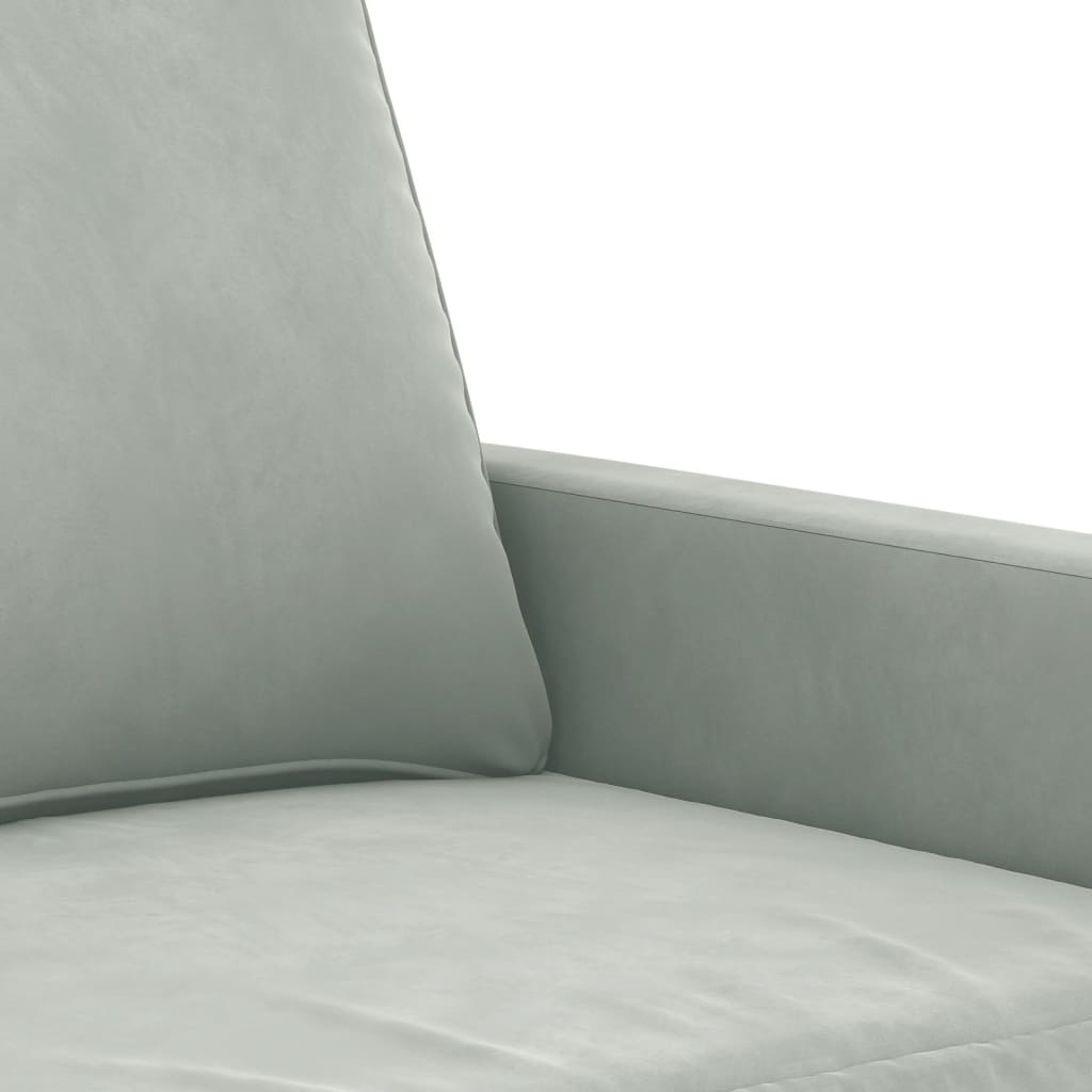 vidaXL Sofa 2-osobowa, jasnoszara, 120 cm, tapicerowana aksamitem