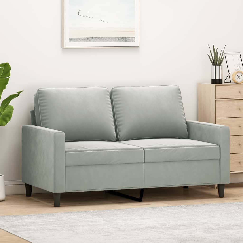vidaXL Sofa 2-osobowa, jasnoszara, 120 cm, tapicerowana aksamitem